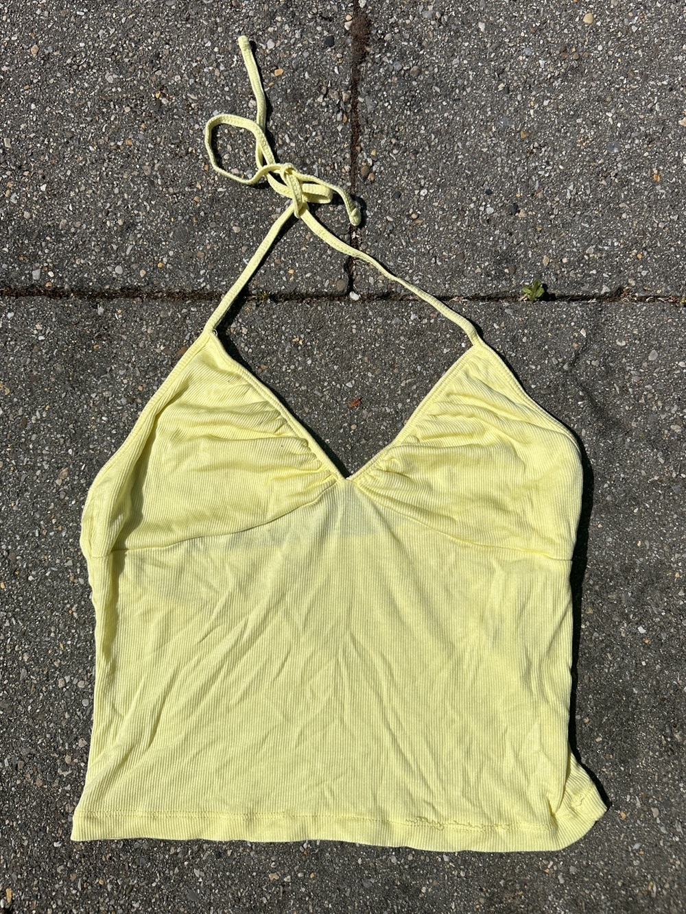 Sunday Best Aritzia Pastel Yellow V-Neck Halter Top Size S